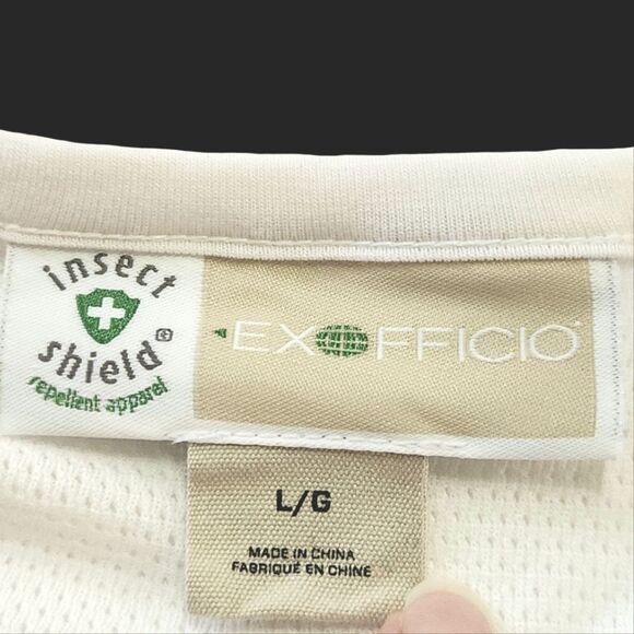 Exofficio Insect Shield Long Sleeve Shirt White Black Stripes Women's Size Large - Picture 7 of 11